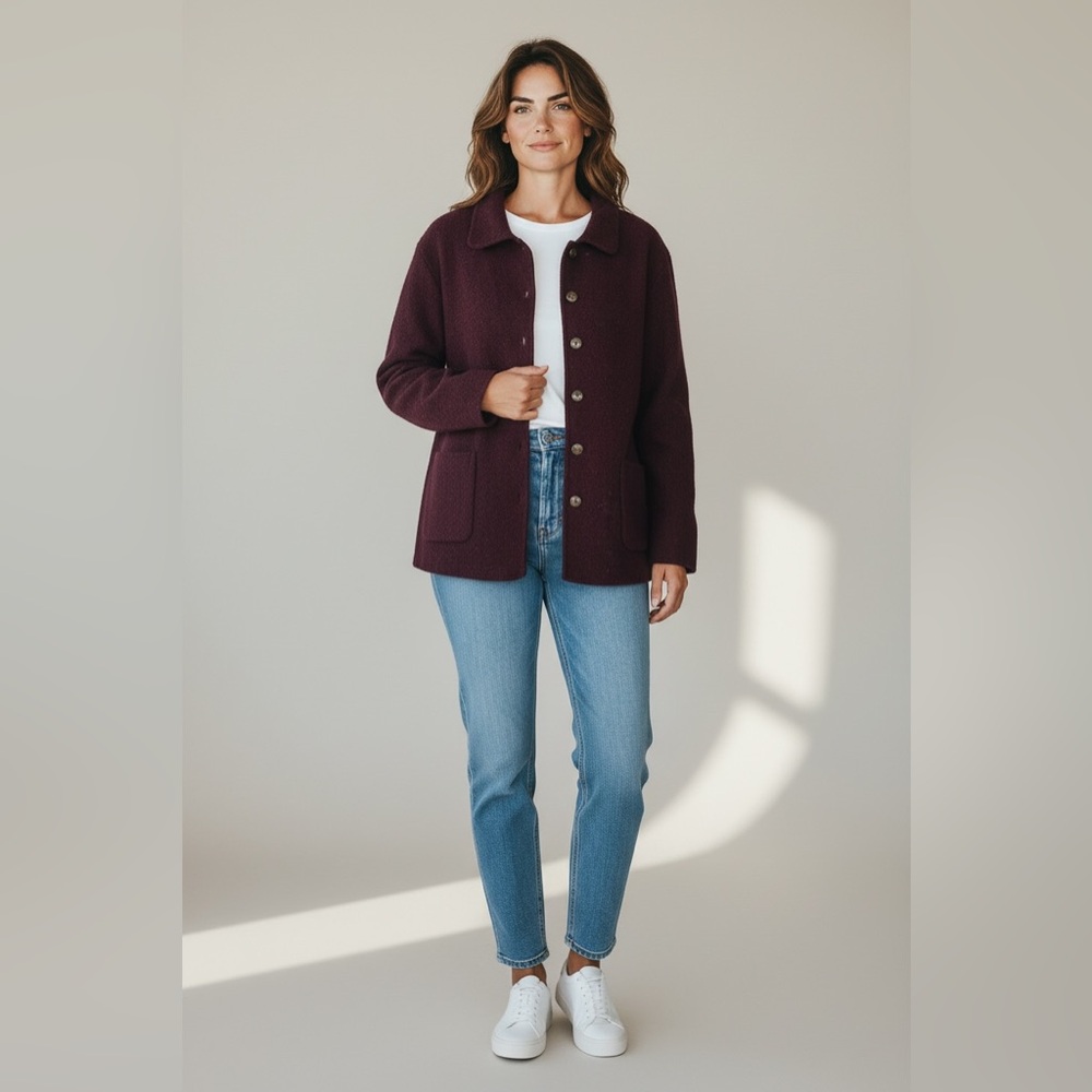 Tally Ho Vintage Women’s Wool Jacket Burgundy Size Large